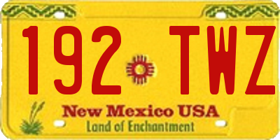 NM license plate 192TWZ
