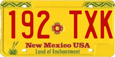 NM license plate 192TXK