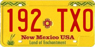 NM license plate 192TXO