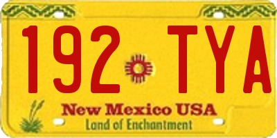 NM license plate 192TYA