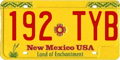 NM license plate 192TYB