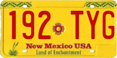 NM license plate 192TYG