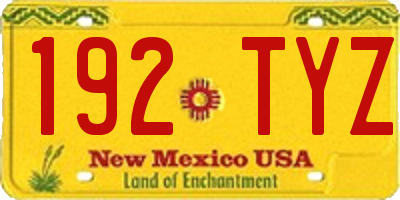 NM license plate 192TYZ