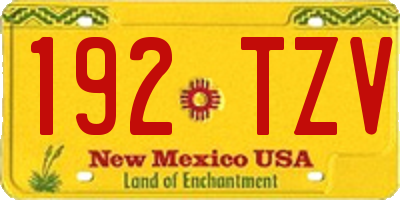 NM license plate 192TZV