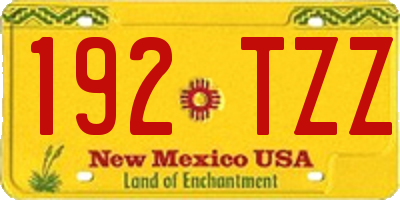 NM license plate 192TZZ