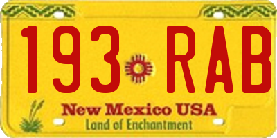 NM license plate 193RAB