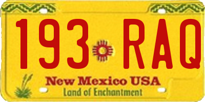NM license plate 193RAQ