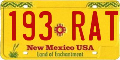 NM license plate 193RAT