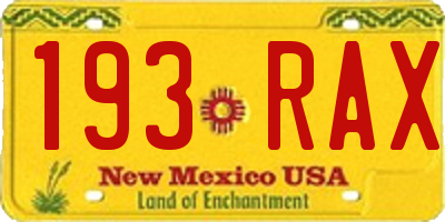 NM license plate 193RAX