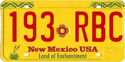 NM license plate 193RBC