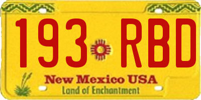 NM license plate 193RBD