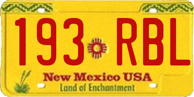 NM license plate 193RBL