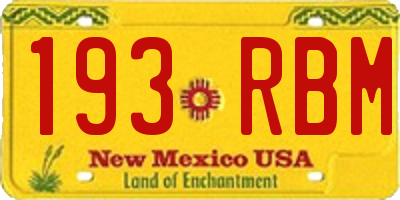 NM license plate 193RBM