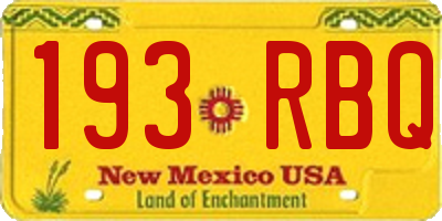 NM license plate 193RBQ