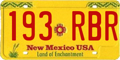 NM license plate 193RBR