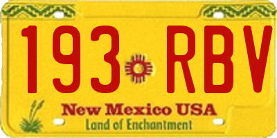 NM license plate 193RBV