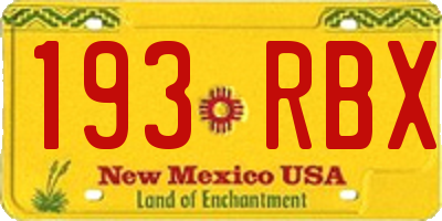 NM license plate 193RBX