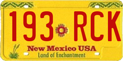 NM license plate 193RCK