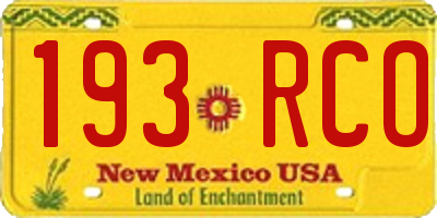 NM license plate 193RCO