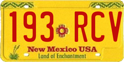 NM license plate 193RCV
