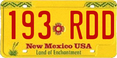 NM license plate 193RDD