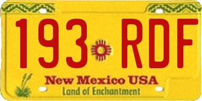 NM license plate 193RDF
