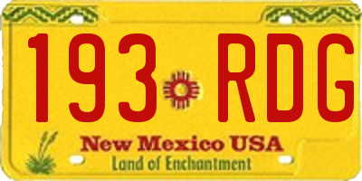 NM license plate 193RDG