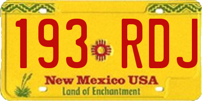 NM license plate 193RDJ