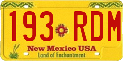 NM license plate 193RDM