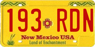 NM license plate 193RDN