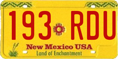 NM license plate 193RDU