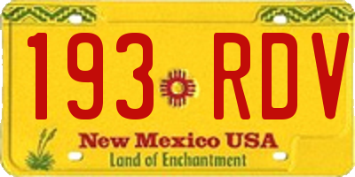 NM license plate 193RDV