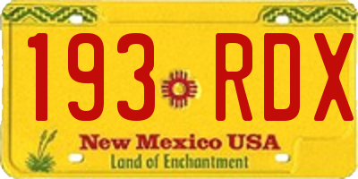 NM license plate 193RDX