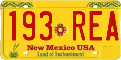 NM license plate 193REA