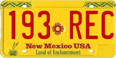 NM license plate 193REC