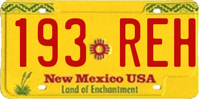 NM license plate 193REH