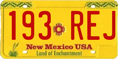 NM license plate 193REJ