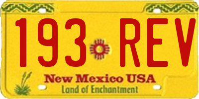 NM license plate 193REV