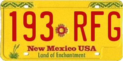NM license plate 193RFG