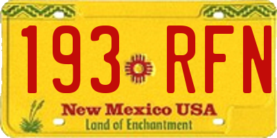 NM license plate 193RFN
