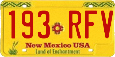 NM license plate 193RFV