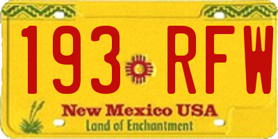 NM license plate 193RFW