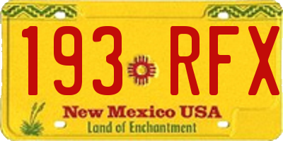 NM license plate 193RFX