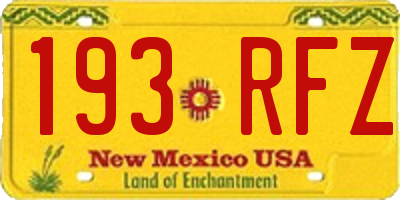 NM license plate 193RFZ