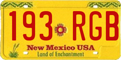 NM license plate 193RGB