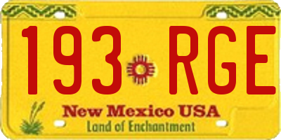 NM license plate 193RGE