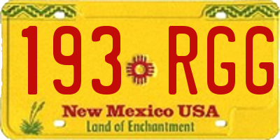 NM license plate 193RGG