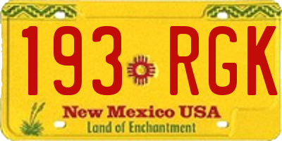 NM license plate 193RGK