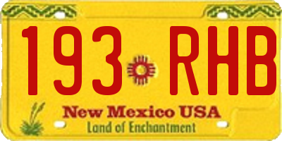 NM license plate 193RHB