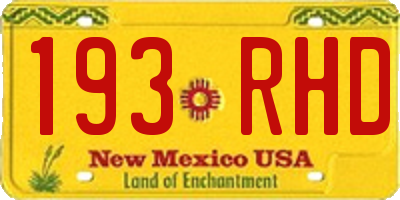 NM license plate 193RHD